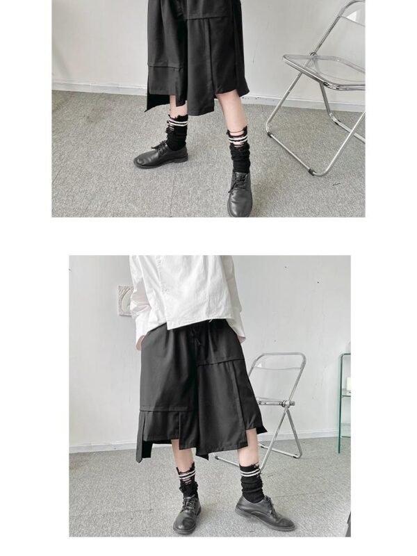 K1905 P65 Dark Asymmetric Japanese Loose Shorts