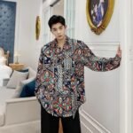 Homemade Lazy Style Retro Personality Totem with Loose Long-sleeved Shirt