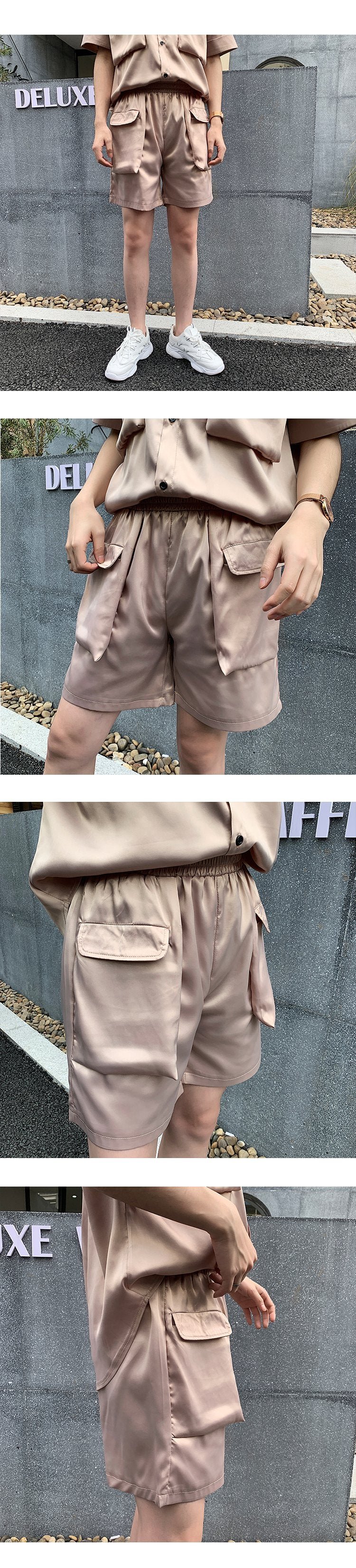 A246-9023-P105 Fashion Customized Satin Shirt and Shorts Suit