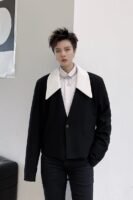 KK1585/P165 Detachable Colorblock Collar Short Jacket Suit