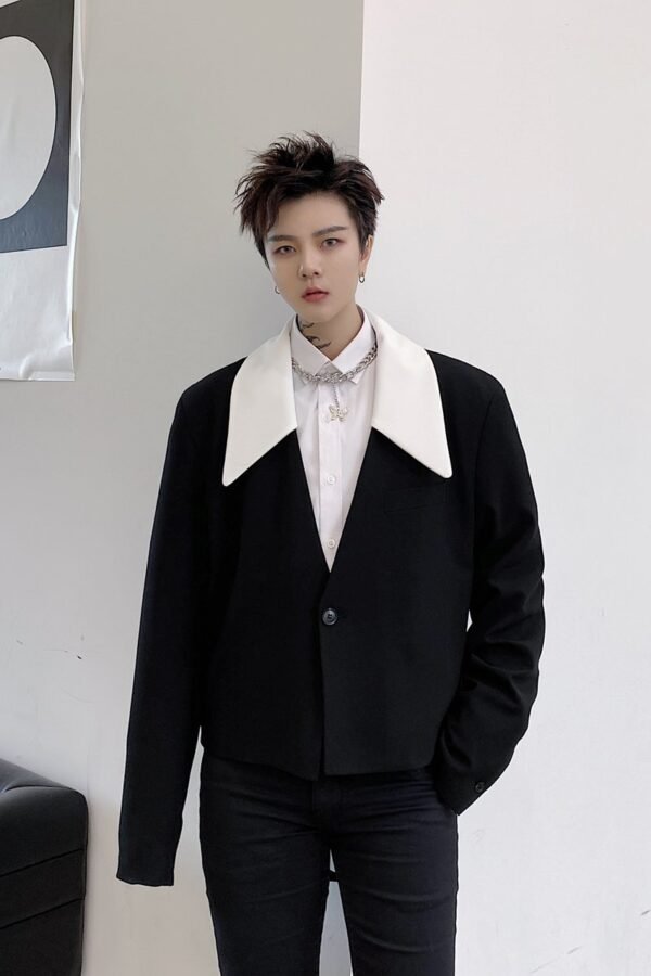 KK1585/P165 Detachable Colorblock Collar Short Jacket Suit