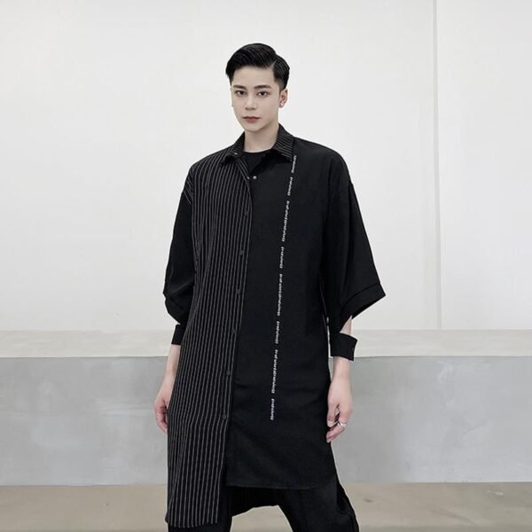 CS03 Korean Striped Stitching Shirt