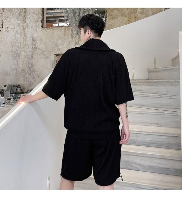 KK1614/P125 Solid Color Crumpled Lapel Shorts Suit