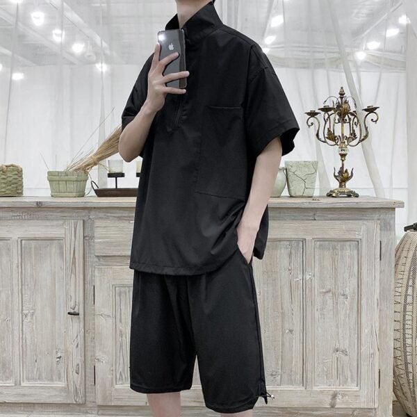 Two-piece Dark Drape Short-sleeved Sweatshirt
