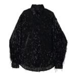 H1022 P105 Heavy Craft Irregular Sequin Tassel Shirt