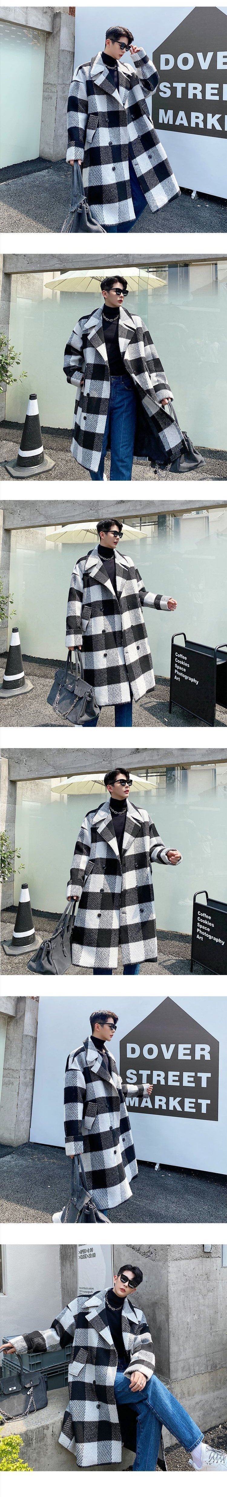 Retro Coat Plaid Wool Coat Plaid Trench Coat Flannel Coat Checkered Jacket