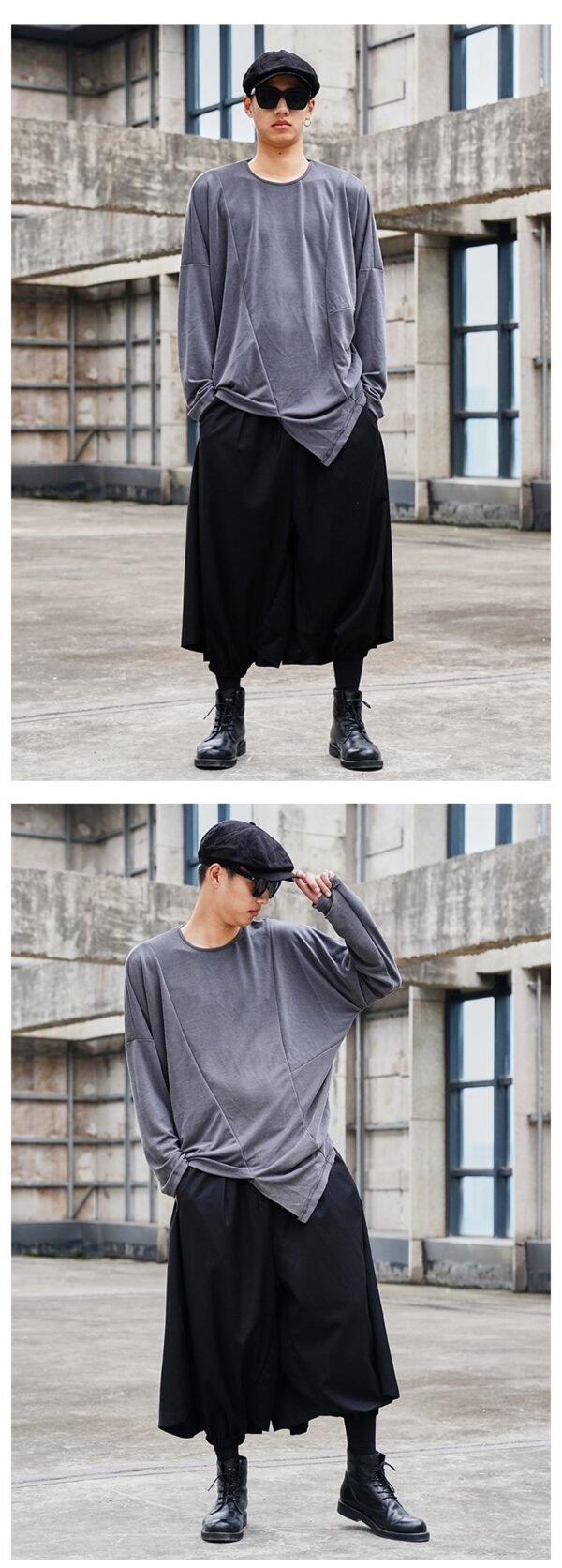 Original Design Dark Yamamoto Style Back-and-forth Stitched Long-sleeved T-shirt