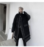 KK1308P235 Winter Style Splicing Small Fragrance Fabric Stand-up Collar Men's Mid-length Cotton Jacket