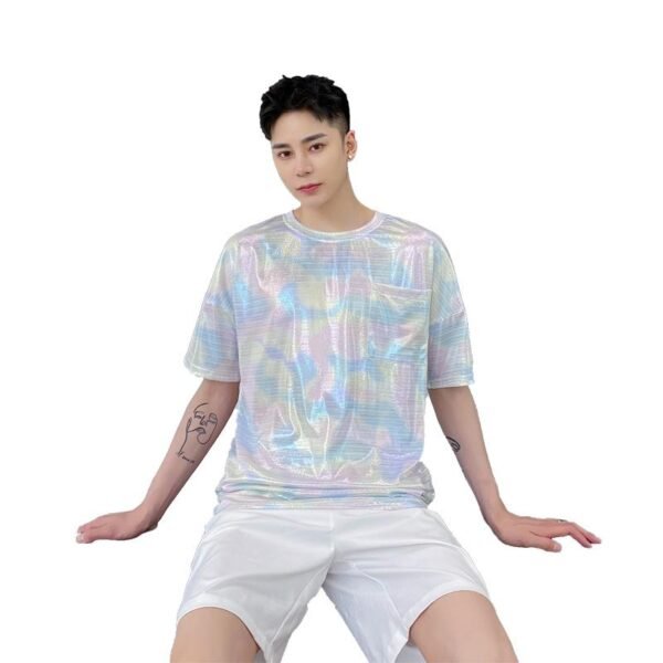 Summer Thin Shiny Colorful Falling Loose T-shirt