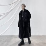 KK1558 solid color metal pendant men's rabbit fur thick coat jacket