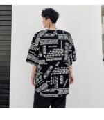 KK1656/P70 Letter Cashew Flower Printed Loose T-shirt