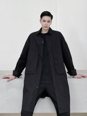 A261 Designer's Oversized Three-dimensional Pocket Extended Shirt