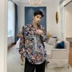 Homemade Lazy Style Retro Personality Totem with Loose Long-sleeved Shirt