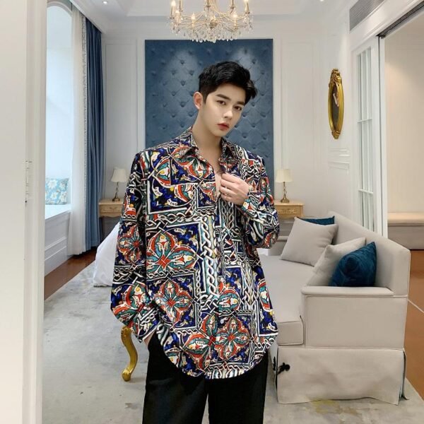 Homemade Lazy Style Retro Personality Totem with Loose Long-sleeved Shirt
