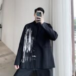 P115 Dark Pioneer Graffiti Print Personality Baggy Suit Jacket