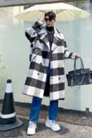 Retro Coat Plaid Wool Coat Plaid Trench Coat Flannel Coat Checkered Jacket
