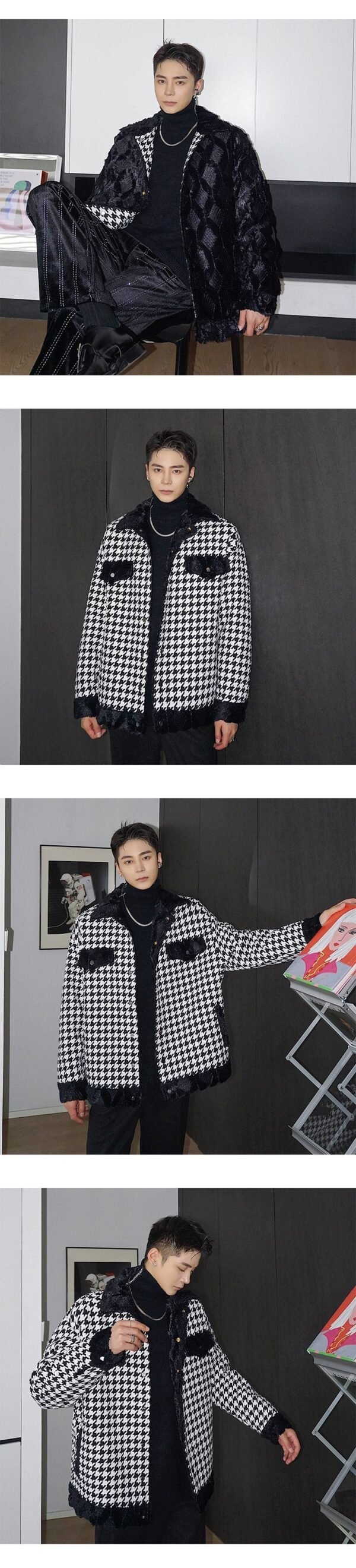 7620-P165 Winter Woolen Plaid with Thick Coat on Both Sides