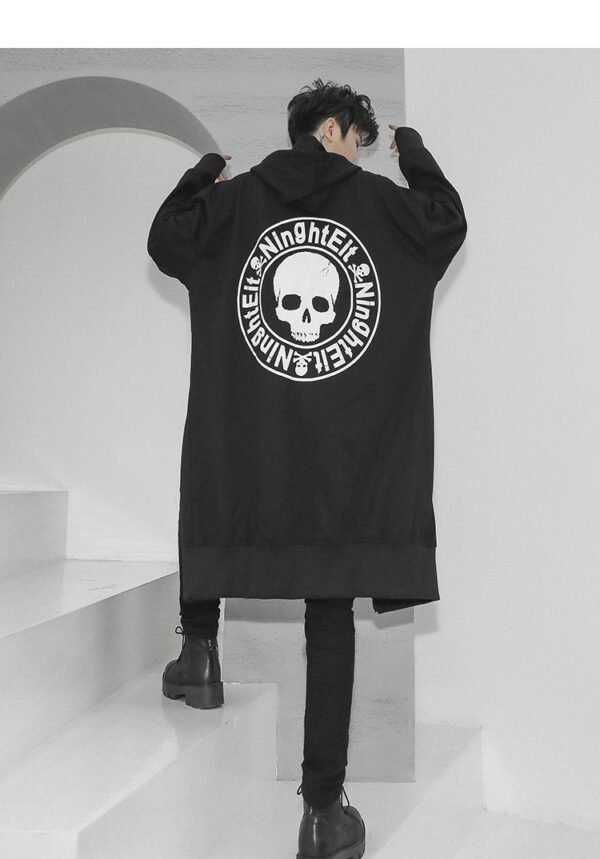 Korean Fashion Men's Windbreaker Jacket Zip Up Jacket Long Skull Jacket