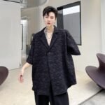 KK1702/P110 Solid Color Dark Floral Short-sleeved Suit Jacket