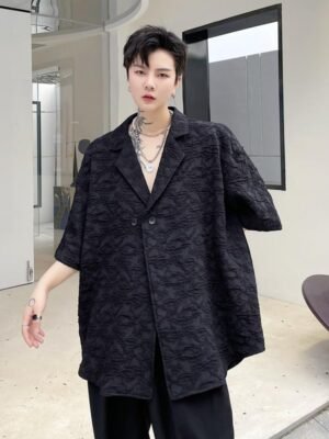 KK1702/P110 Solid Color Dark Floral Short-sleeved Suit Jacket