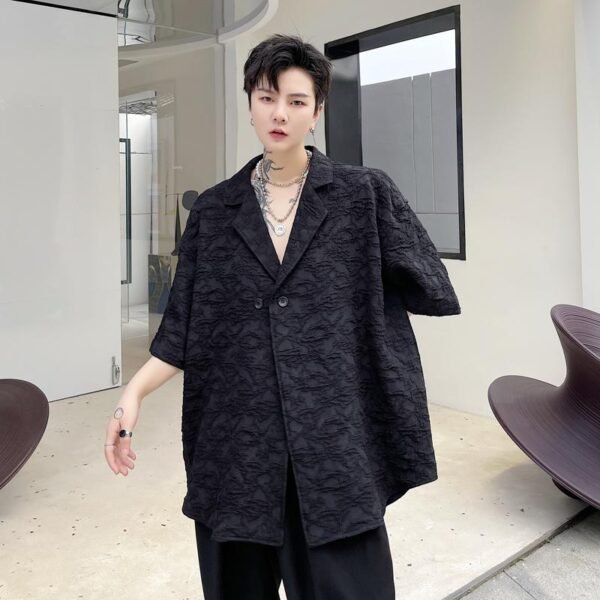 KK1702/P110 Solid Color Dark Floral Short-sleeved Suit Jacket