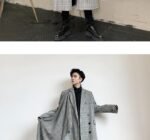 Fashion Design Long Windbreaker Double Breasted Coat Plaid Trench Coat Flannel Coat for Men