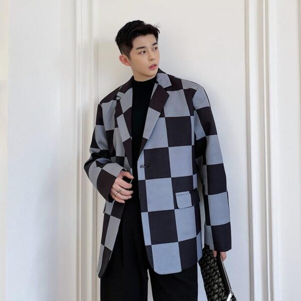 P115 Large Plaid Suit Jacket Man