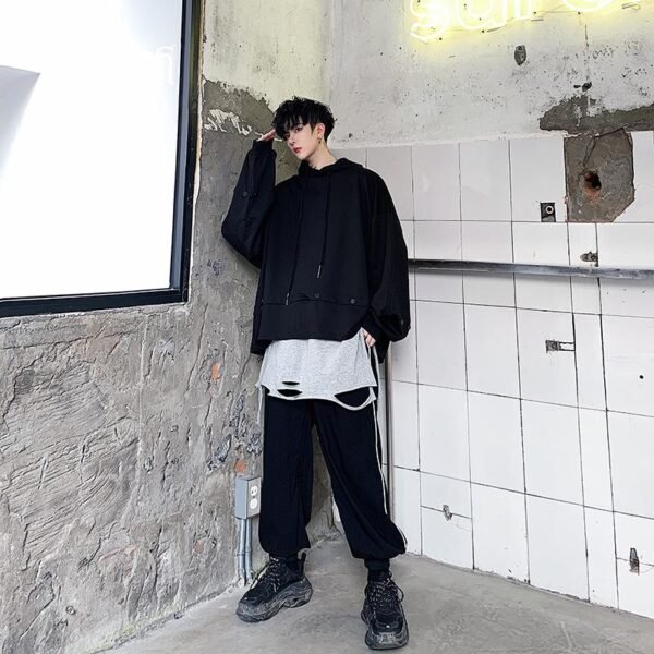 Yamamoto dark autumn rivet decorating bat sleeve cap hooded jeans men's head coat