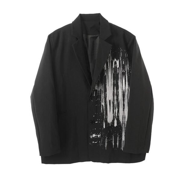 P115 Dark Pioneer Graffiti Print Personality Baggy Suit Jacket