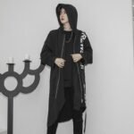 Fashion Loose Jacket Zip Up Jacket Long Black Jacket Mens