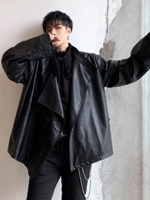 Irregular Retro PU Locomotive Leather Jacket