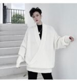 KK1520 Solid Color Lapel Drop Shoulder Men's Loose Pullover Thick Sweater