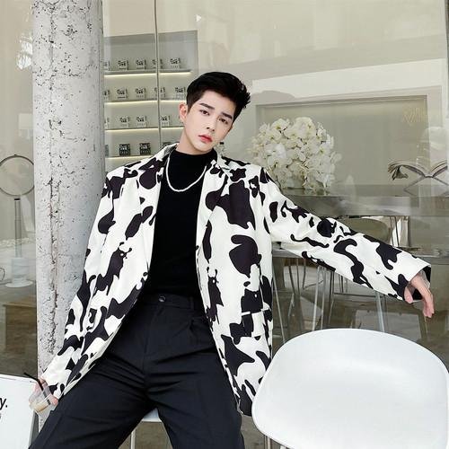 Cow Print Jacket Long Sleeve Cow Coat Men's Blazer