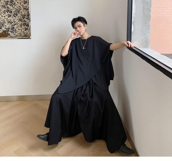 Summer Dark Asymmetric Short Sleeve T-shirt