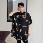 KK1684/P85 Animal Print Loose Short Sleeve Shirt