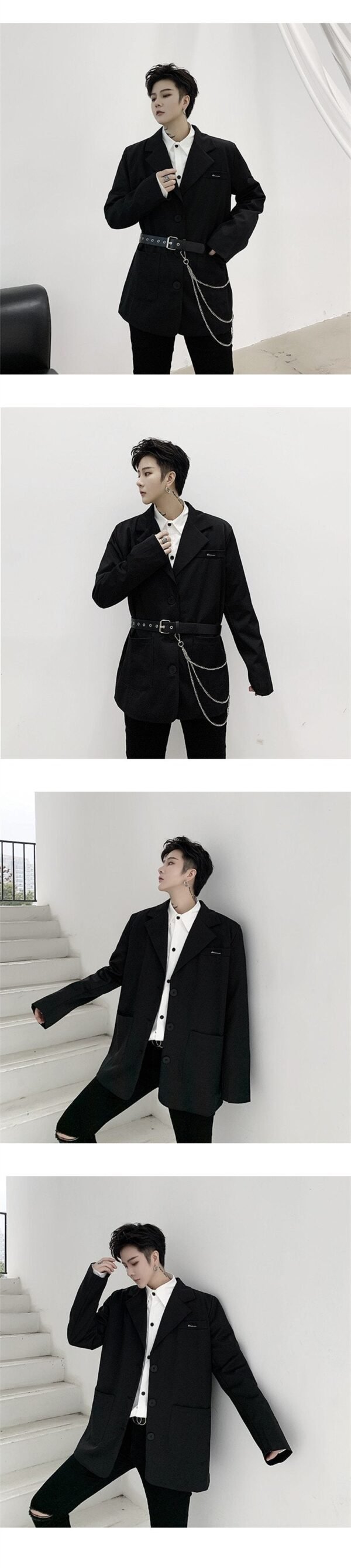TF20 New Net Red Loose Belt Decoration Korean Long-sleeved Casual Thin Suit Jacket