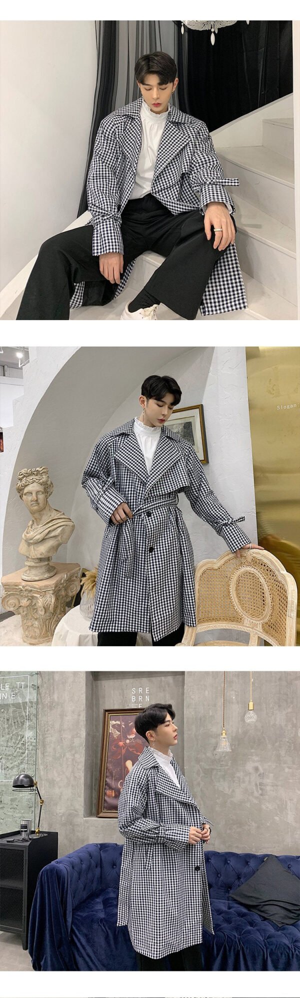 P135 New Plover Loose Long Windbreaker Jacket