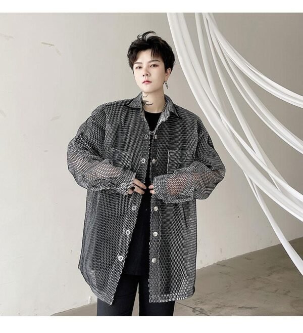 KK1662/P115 Mesh Hollow Edging Solid Color Loose Sunscreen Windbreaker Jacket