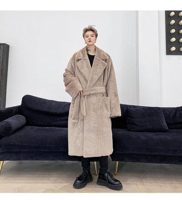 KK1558 solid color metal pendant men's rabbit fur thick coat jacket