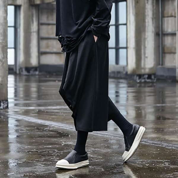 Yamamoto Style Japanese Four Season Loose Wide Leg Men's Cropped Casual Pants