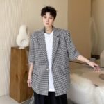 KK1703/P115 Houndstooth Short Sleeve Suit Jacket