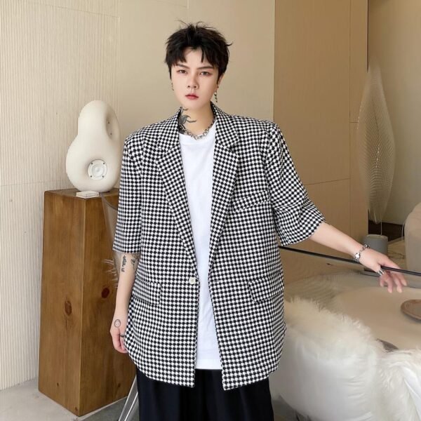 KK1703/P115 Houndstooth Short Sleeve Suit Jacket