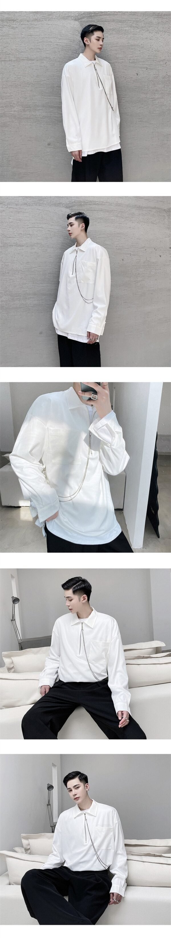 S87 Fall New Design Sense with Pendant-feeling Loose-fitting Casual Literary Shirt