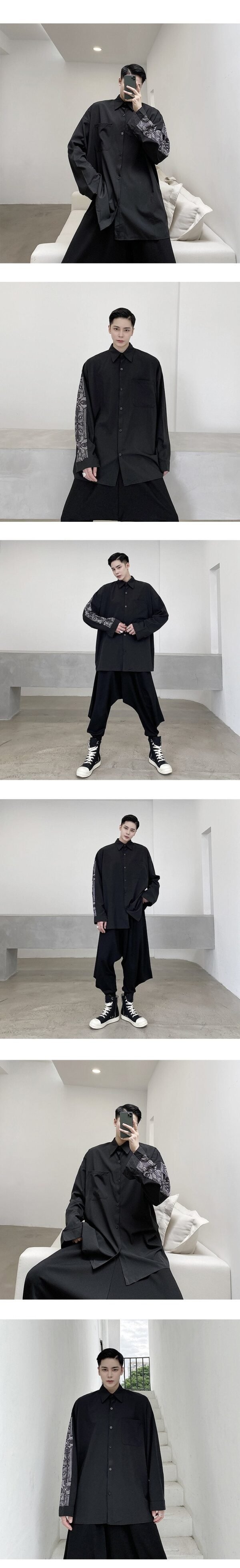 Japanese Yohji Yamamoto Casual Long-Sleeved Shirt Loose Shirt for Men