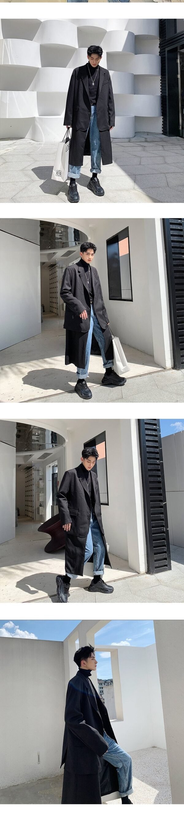 Streetwear Detachable Black Suit Black Blazer for Men
