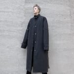 F419 New Men's Long Windbreaker Stand Collar Over The Knee Loose Trendy Casual Jacket