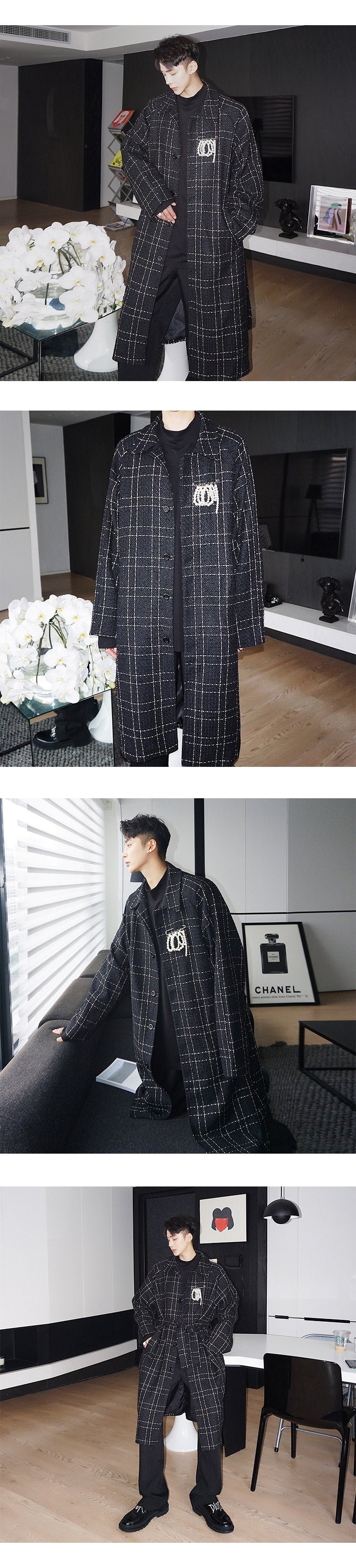 P165 Mid-length Small Fragrance Coat Fashionable All-match Over The Knee Coat