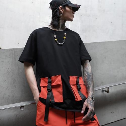 Men's loose stand collar short sleeve T-shirt