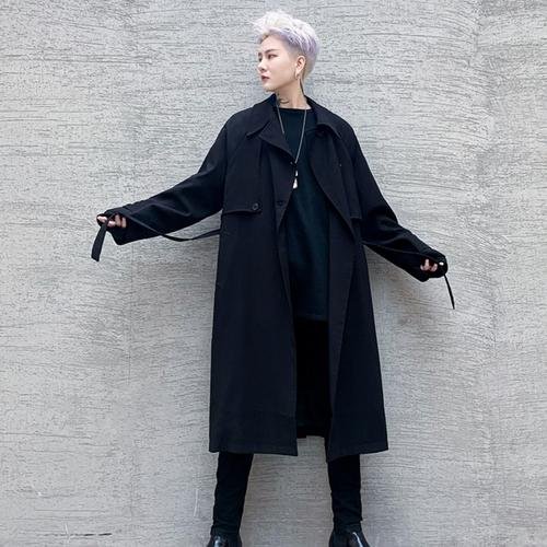 P125 Autumn and Winter Mid-length Men's Windbreaker Loose Lapel Jacket