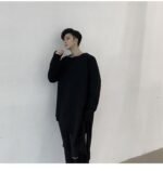 Spring Yamamoto Dark Irregular Hem Side Slit Men's Long Sleeve T-shirt